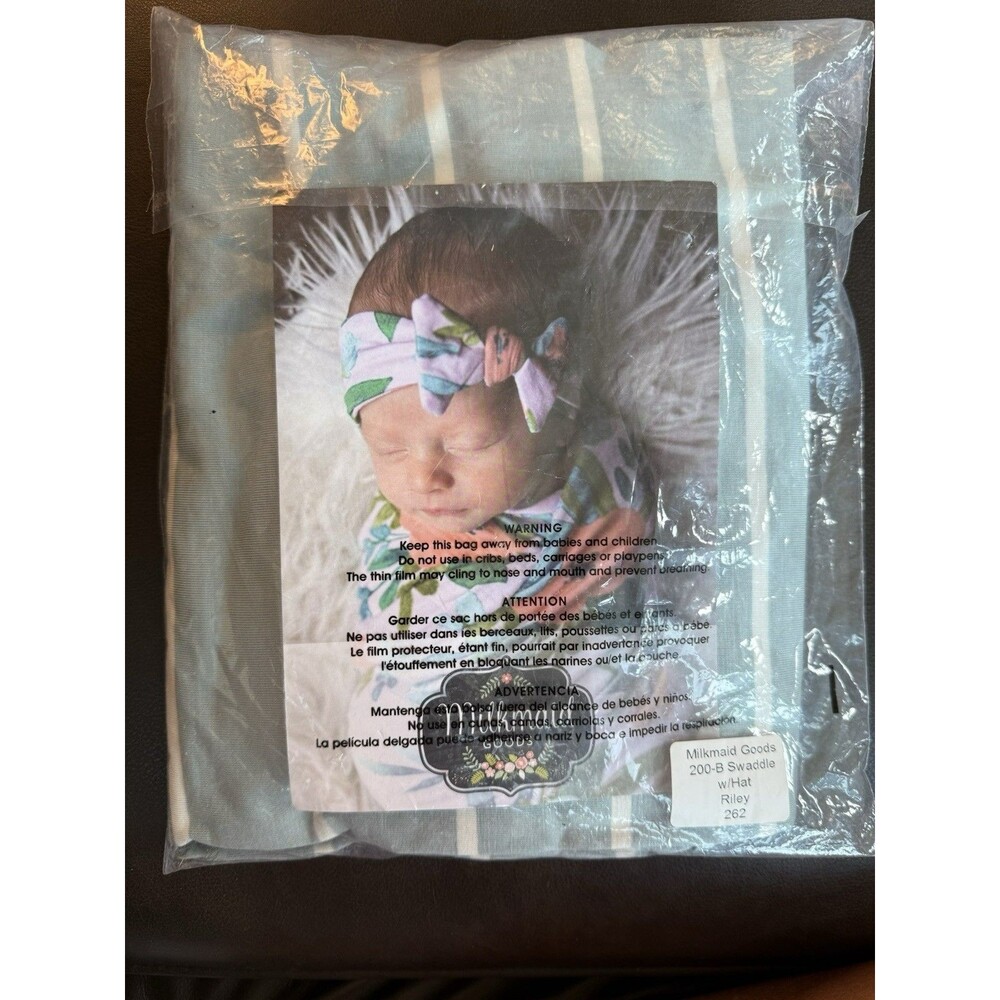 Milkmaid Goods Riley Swaddle Blanket Soft Green Stripe Pattern Organic Cotton